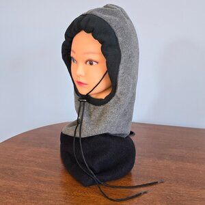 Hot Headz Fleece Hood Scarf Gaiter Warmer Green/Gray/Black Unisex OSFM 24x12"